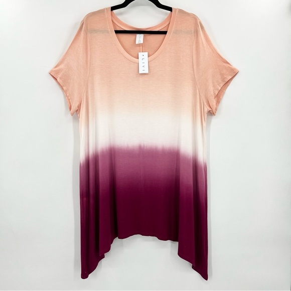 NWT Livi Ombre Scoop Neck Handkerchief Hem Tee 18/20 - Picture 1 of 7